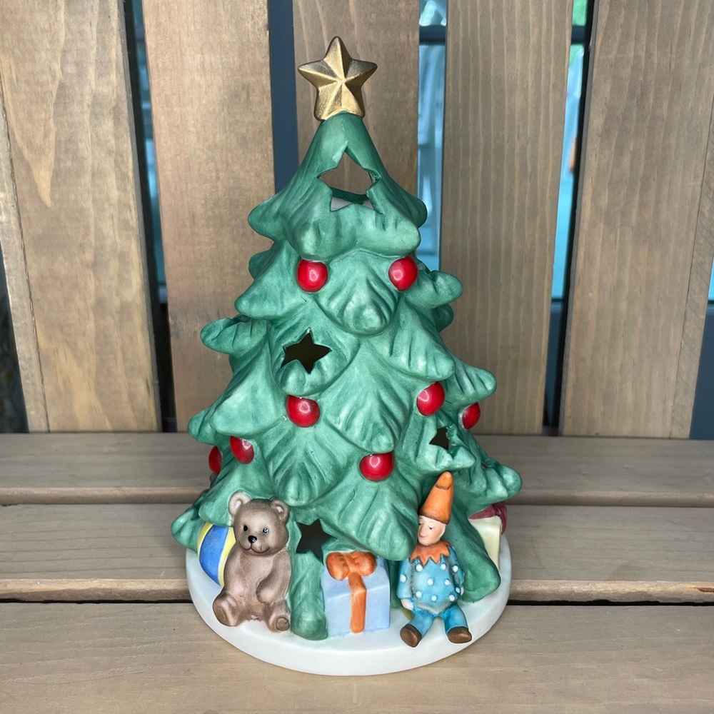 Goebel Christmas Tree Votive Candle Tea Light 7in X 4in